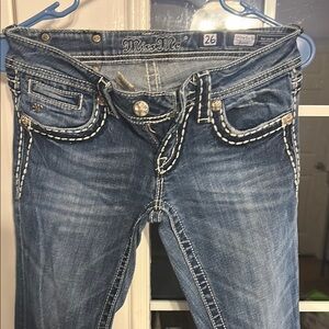 Miss Me Blue Boot Cut Jeans with Decorative Stitching